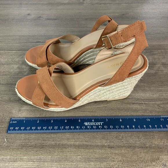 Old Navy Women's Espadrille Platform Sandals Size 9 Caramel Ankle Strap Wedge - Picture 5 of 10